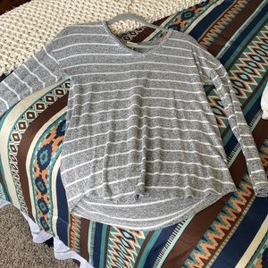 Gray & White Stripped Sweater. Size XS